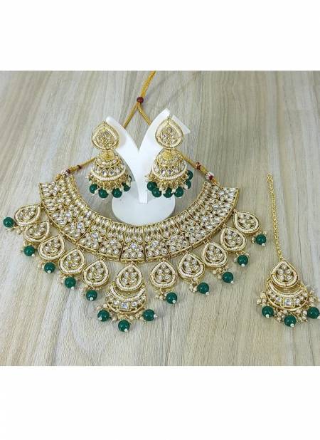 Style Roof New Wedding Necklace Earrings And Tika Bridal Jewellery Latest Collection 1109 GREEN